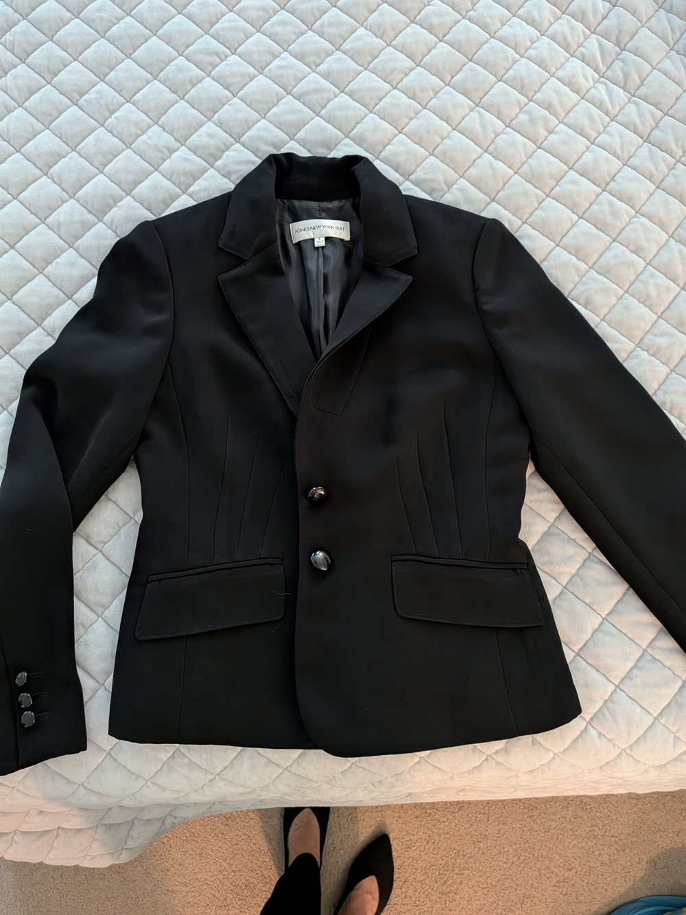 Jones New York Black Women's Two-Button Tailored Blazer with Notch Lapel